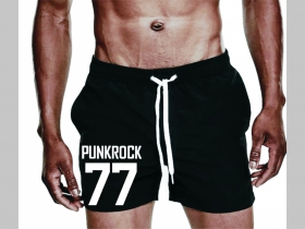 Punk rock 77 - plavky s mot&iacute;vom - plavkov&eacute; p&aacute;nske kraťasy s pohodlnou gumou v p&aacute;se a &scaron;n&uacute;rkou na dotiahnutie vhodn&eacute; aj ako klasick&eacute; kraťasy na voľn&yacute; čas